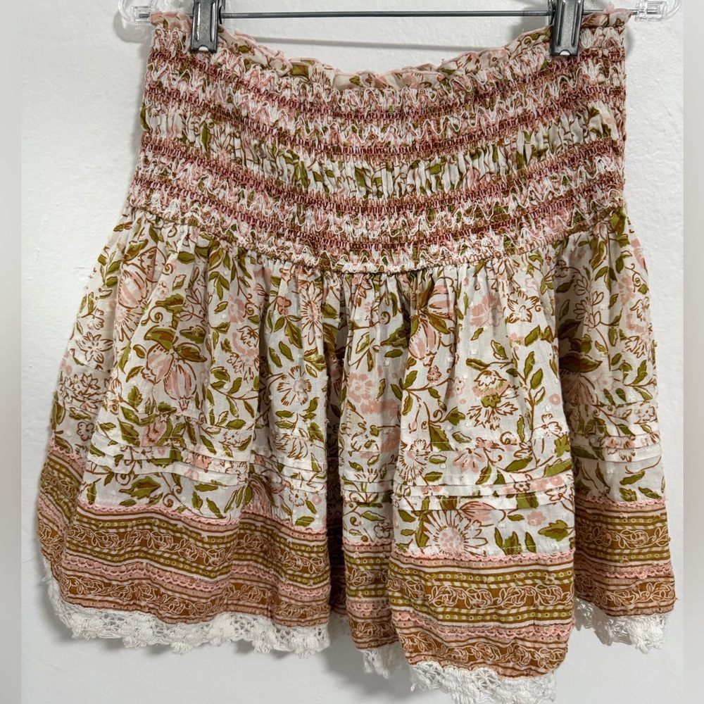 Poupette St Barth Floral Boho Crop Top & Tiered Mini Skirt Set XS - Picture 3 of 13